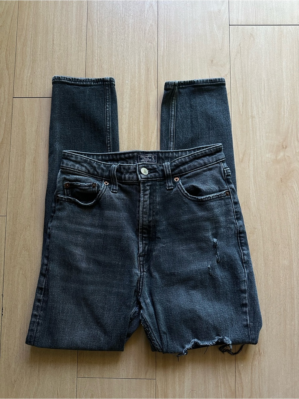 Abercrombie & Fitch Simone Black High Rise Super Skinny Denim Jeans Pants Sze 27
